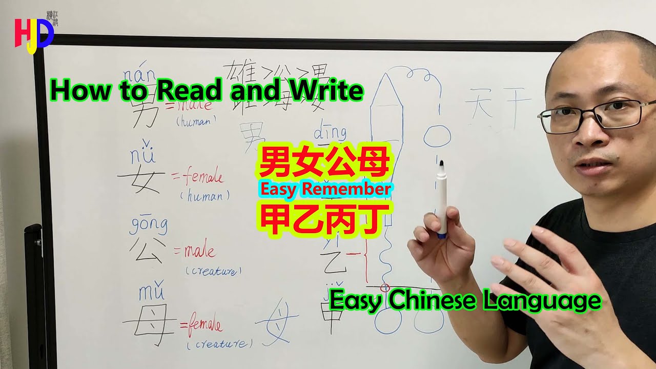 Easy Remember 8 Basic Chinese Characters 男女公母甲乙丙丁 Learn Easy Chinese ...