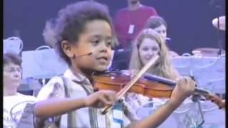 Akim Camara aged 5 violonist & Andre Rieu  in New York playing Dance Of The Fairies