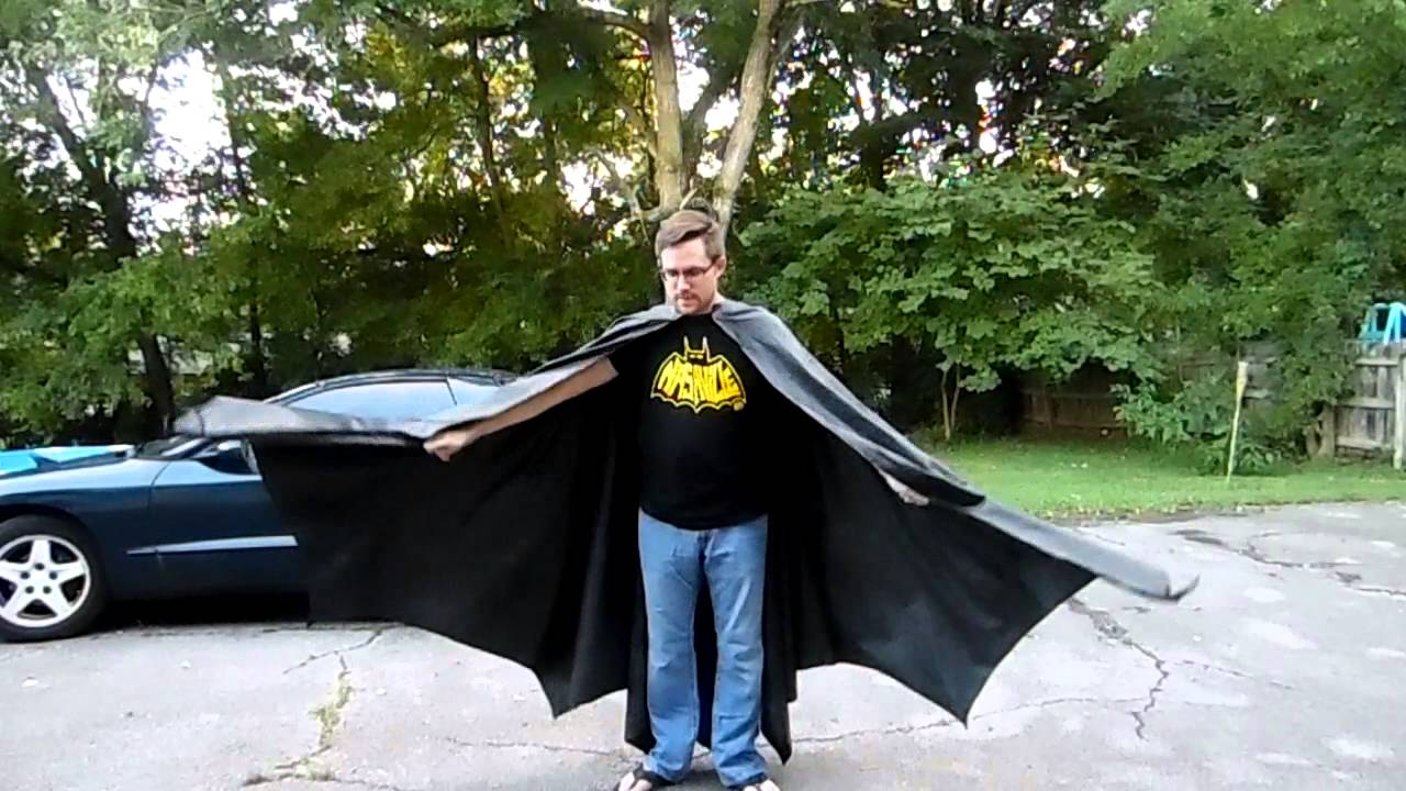 Batman Costume Latex Cape Movement and Flow - YouTube