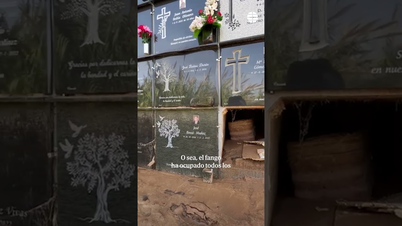 Nichos abiertos y hasta un féretro en medio del cementerio de #Alfafar #valencia #dana