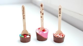 DIY Hot Chocolate on a Spoon- Personalized Wood Carved spoons!