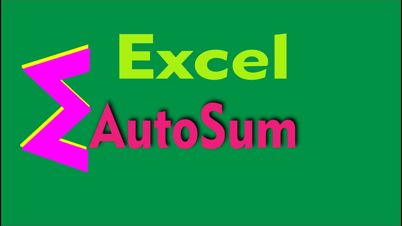 AutoSum Excel YouTube