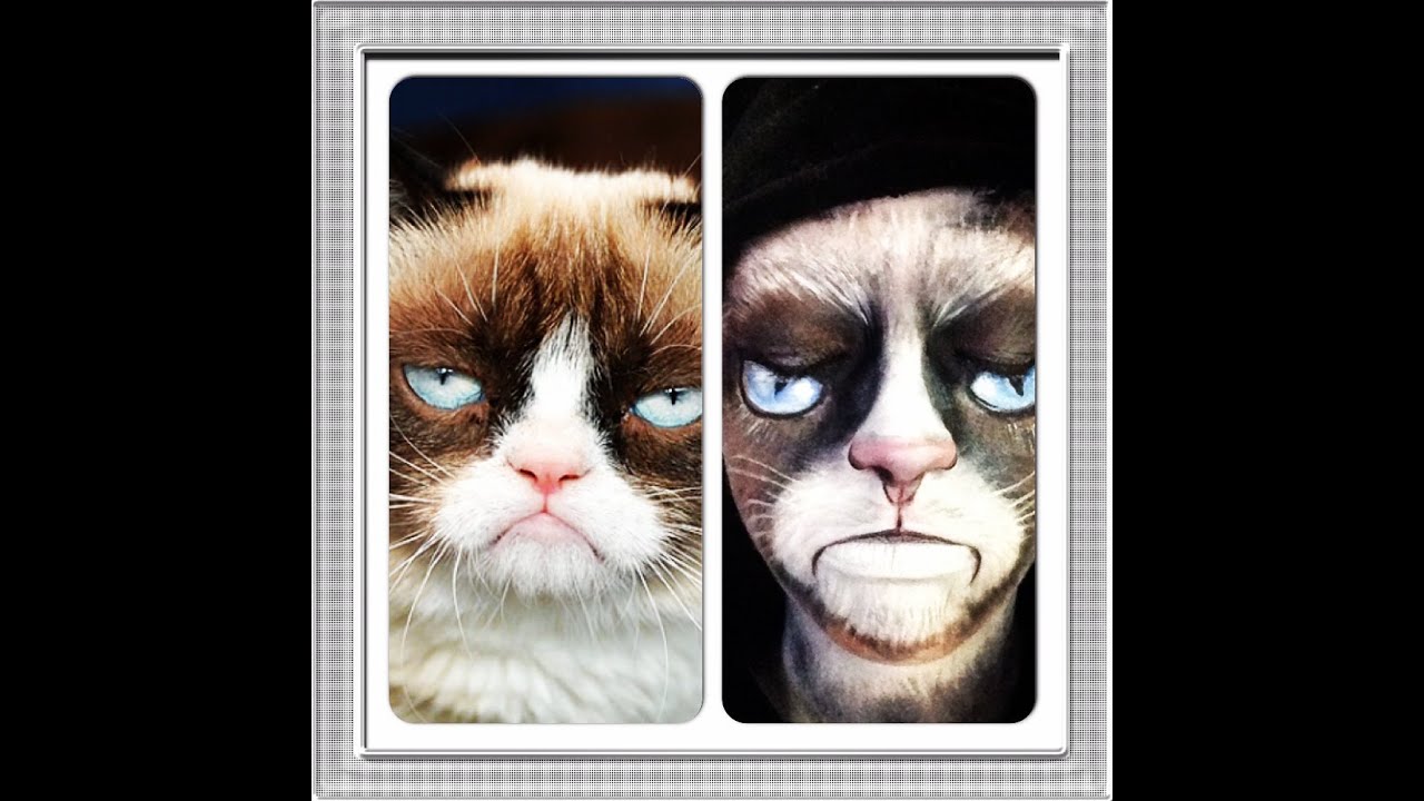 Halloween Makeup Idea Grumpy Cat Makeup Transformation YouTube