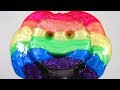 Mixing Satisfying Rainbow Slime with a Crunchy Smiley Face Sponge!