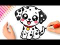 HOW TO DRAW A CUTE DALMATIAN PUPPY EASY ????????