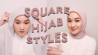 SIMPLE & ELEGANT SQUARE HIJAB TUTORIALS | Kiara Leswara