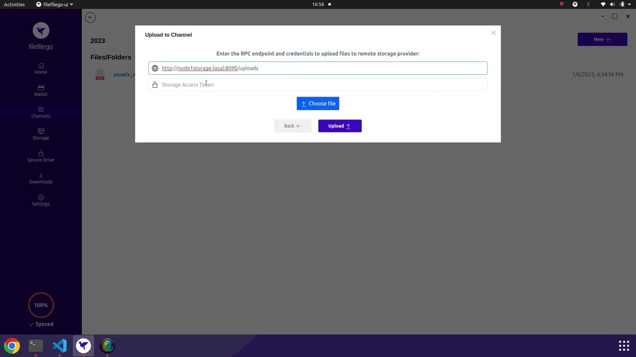 11. Upload to Storage Provider using Storage Access Token