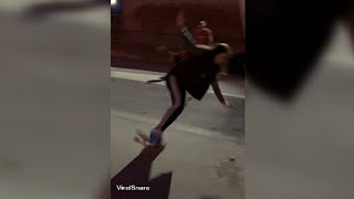 Beginner Skater Slips Off Of Ramp 😂😂