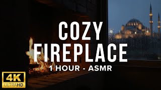 Cozy 4K Fireplace with Soothing Islamic Ambience 0🔥🕌 | Study, Relax, | 1 Hour Peaceful Background screenshot 2