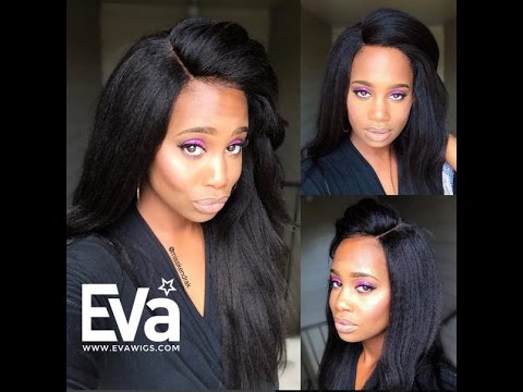 Evawigs Versatile Kinky Straight Wig With Invisible Part Sku