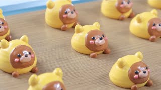 💛🐻미니오븐 노란우비 곰돌이 캐릭터 머랭쿠키 만들기🐻💛Making mini-oven teddy bear with yellow raincoats meringue cookies