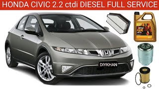 Honda Civic 2.2 ctdi Diesel Service. Fuel Filter, Oil Filter, Air Filter & Oil Change. Honda Diesel