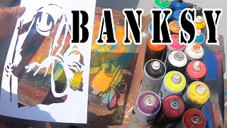 【バンクシー】how to BANKSY カバー スプレーアートby HOLY | spray paint artist in Japan covered Banksy sweet stencil