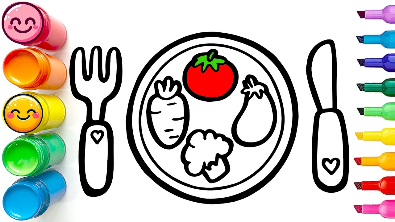 How to Draw a Healthy Meal Plate | Easy Step by Step Tutorial - YouTube