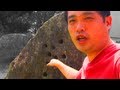 [解放軍]Drilled rock by Yujiro Ishihara 石原裕次郎が穴を開けた岩石 『黒部の太陽』撮影ロケ記念の石