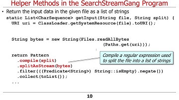 The Java Sequential SearchStreamGang Example: Helper Methods
