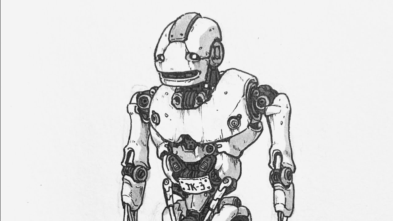 How To Draw Robot オリジナルロボット描いてみた 線画の書き方 Youtube