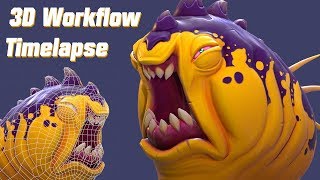 Angry Alien 3D model workflow timelapse