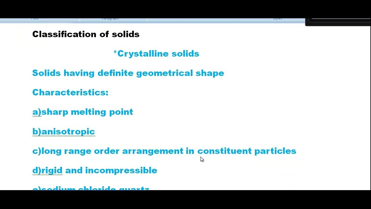 NCERT CHEMISTRY SOLID STATE CRYSTALLINE AND AMORPHOUS SOLIDS - YouTube