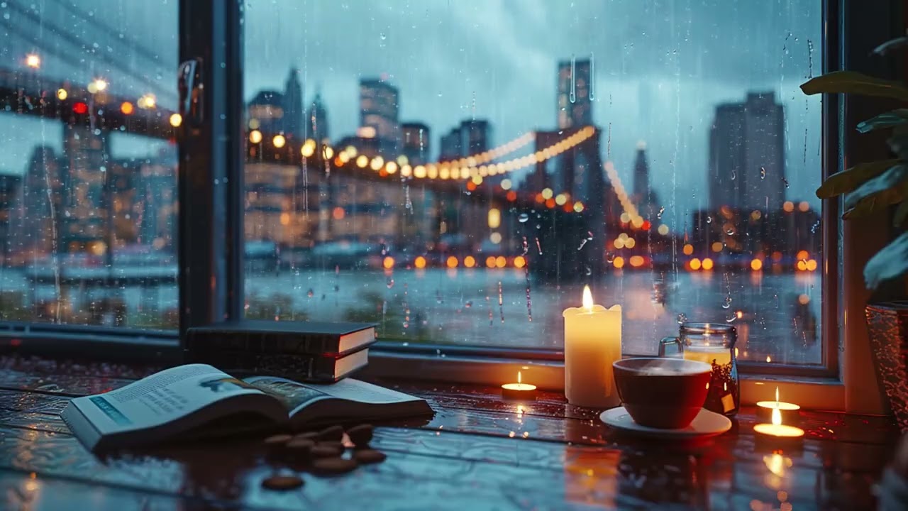 Falling Asleep to Gentle Rain Outside a Quiet Café Window Late at Night Ambience