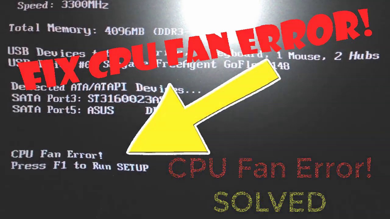 Erro do ventilador da CPU! Pressione F1 para Executar SETUP