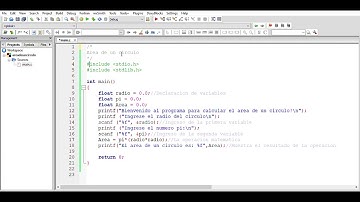 Como calcular ( Área de un circulo)  Programacion en C, código en codebloks