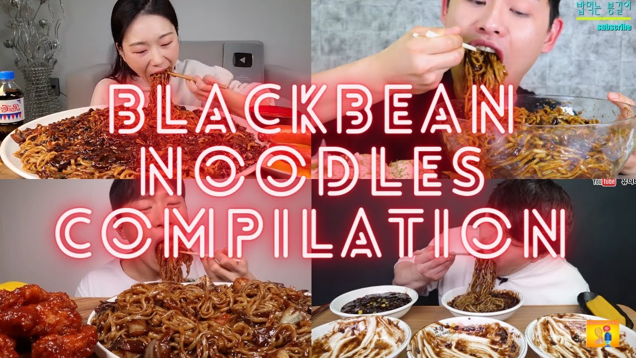 BLACKBEAN NOODLES MUKBANG COMPILATION | ASMR Satisfying Sounds | Big Bites