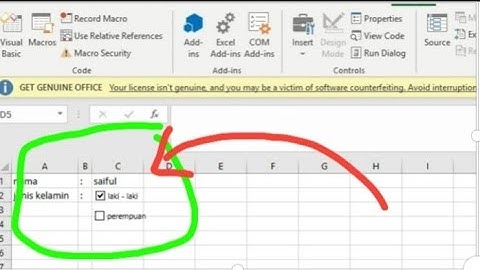 Cara membuat Kotak Centang di Excel