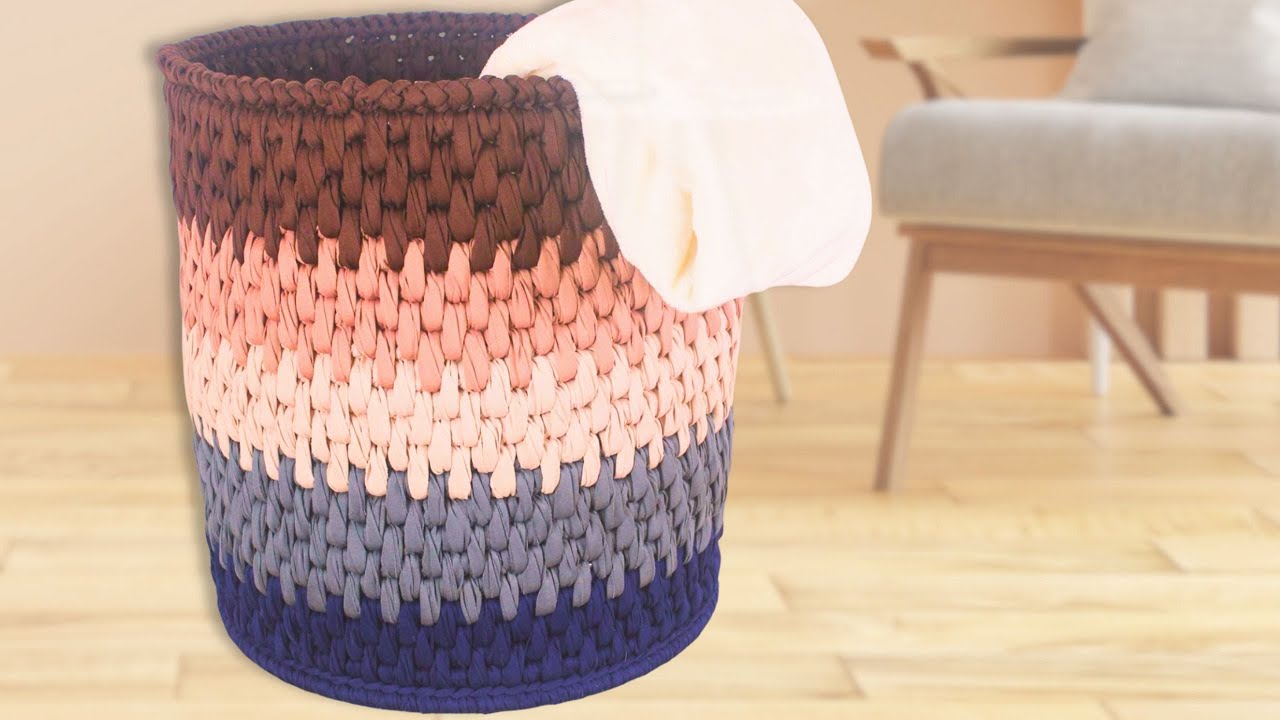 Cestão crochê em fio de malha