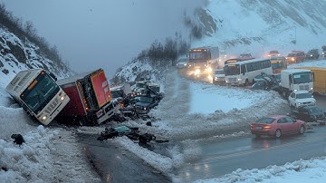 Deadly Icy Roads: Shocking Crashes Caught on Camera!