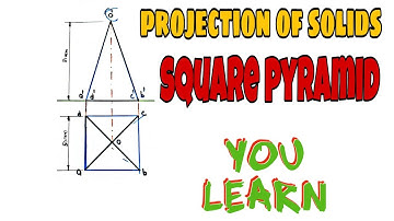 projection of square pyramid | projection of solid iti diploma b.tech engineering technical drawing