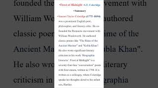 Frost at Midnight by S.T.Coleridge-Summary- OU sem 1 new syllabus 2025-26