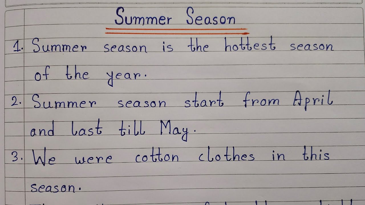 essay on summer season for 6th class