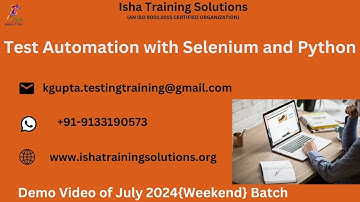 Selenium and Python Demo Video On 27th July 2024 Call or WhatsApp us on +91-9133190573 to Enroll.