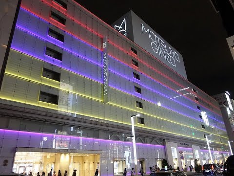 4色のももクロカラーに染まる「松屋銀座」(ももクロ結成10周年企画)