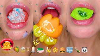 Asmr Satisfying Eating Emoji Food Challenge Wax Candy Fondant Gummies