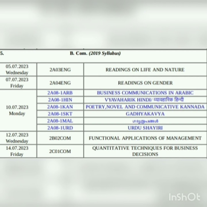 exam-timetable-b-com-2nd-semester-kannur-university-2023-youtube