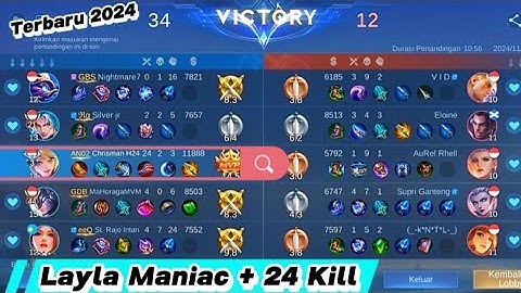 Maniac + 24 Kill _ Build Full Damage Attack Speed Layla Terbaru 2024 _ Update Terbaru Mobile Legends