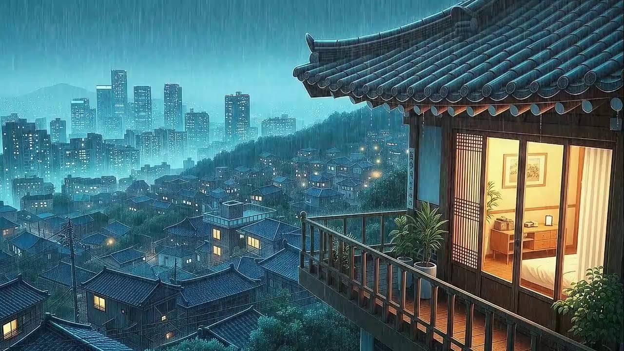 Rain Sounds and Lofi for Study in a Calm Korean Mood for Stress-Free Work 😌