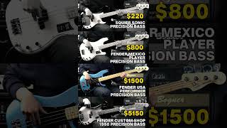 Squier Sonic P-Bass VS Fender Mexico Player VS Fender USA Performer VS Fender Custom Shop 1958 Demo