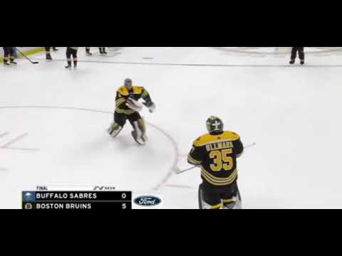 Bruins Goalies with emphatic hug after Ullmarks first shutout in final home  game. : r/hockey