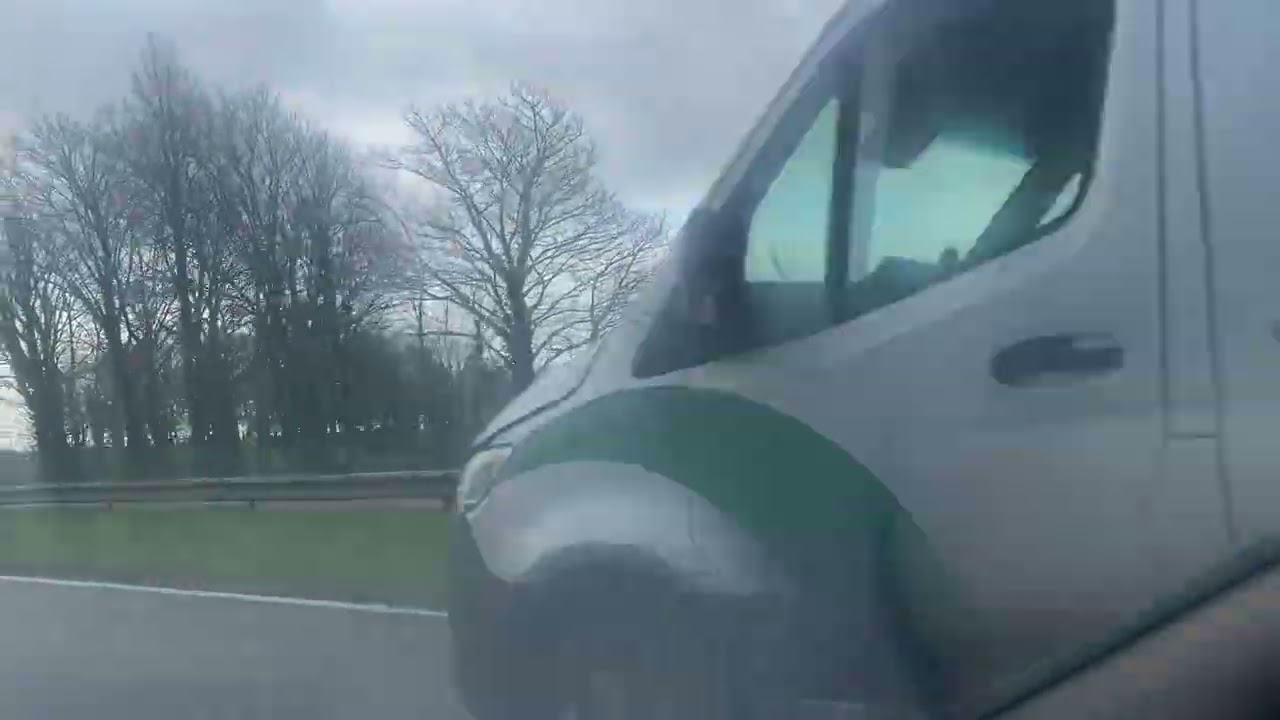 Driving up the A38 Cornwall on a foggy grey morning 