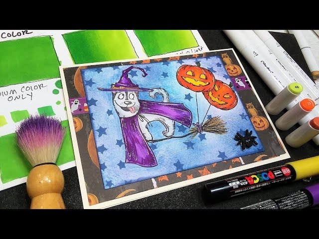 3 Ways to Blend Alcohol Markers for Beginners & Cute Witch Dog Halloween Card!