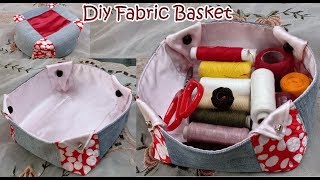 Fabric basket tutorail -طريقة عمل سلة من الجينزوبواقى القماش