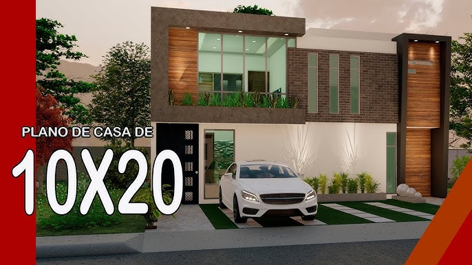 Diseño casa familiar El Bambú 10x20 en un piso, 87 M2, planos disponible