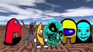 Scary Among Us,Banana Cat,Moai,Cat Dancing And Cockroach Super Nextbot In The Hotel Garry's Mod