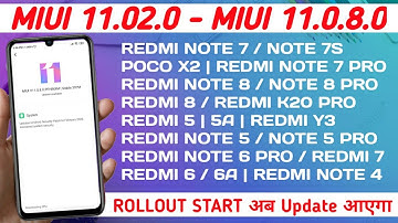 MIUI 11.0.2.0 TO 11.0.8.0 UPDATE ROLLOUT | MIUI 11 SECOND STABLE UPDATE ROLLOUT | MIUI 11 NEW UPDATE