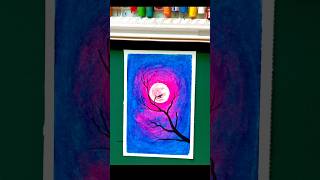Easy moon 🌙 &amp; Night Drawing with Oil pastel colours | Easy Oil pastel Painting | Drawing |Art