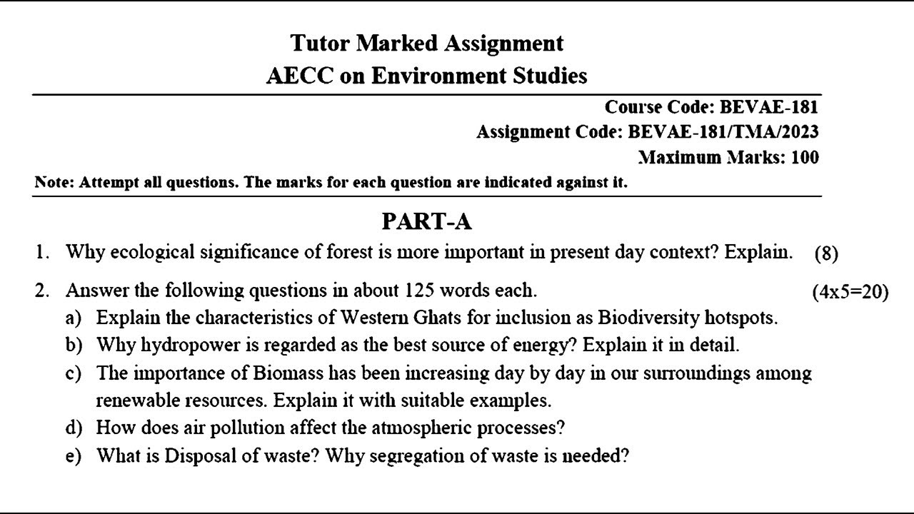 environmental studies assignment ignou