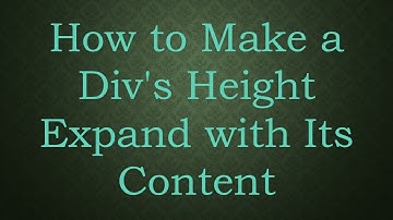 How to Make a Div